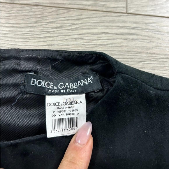 Dolce & Gabbana Black Suede Crew Neck Knee Length Dress - Picture 5 of 13
